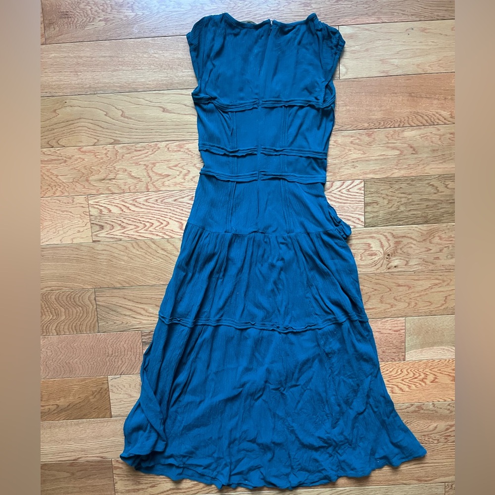 Wayward fancies by eShakti teal textured midi dress size medium pockets - Picture 4 of 7